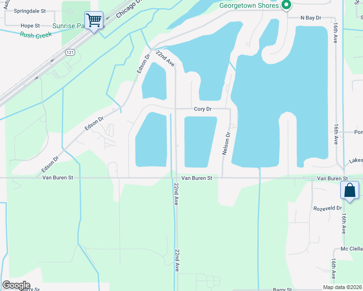 map of restaurants, bars, coffee shops, grocery stores, and more near 5714 22nd Avenue in Hudsonville