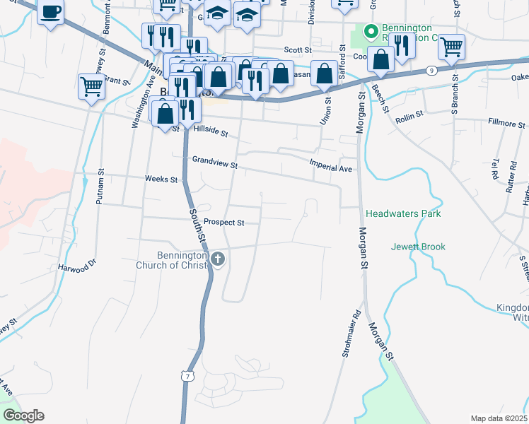 map of restaurants, bars, coffee shops, grocery stores, and more near 118 Cutler Street in Woodford