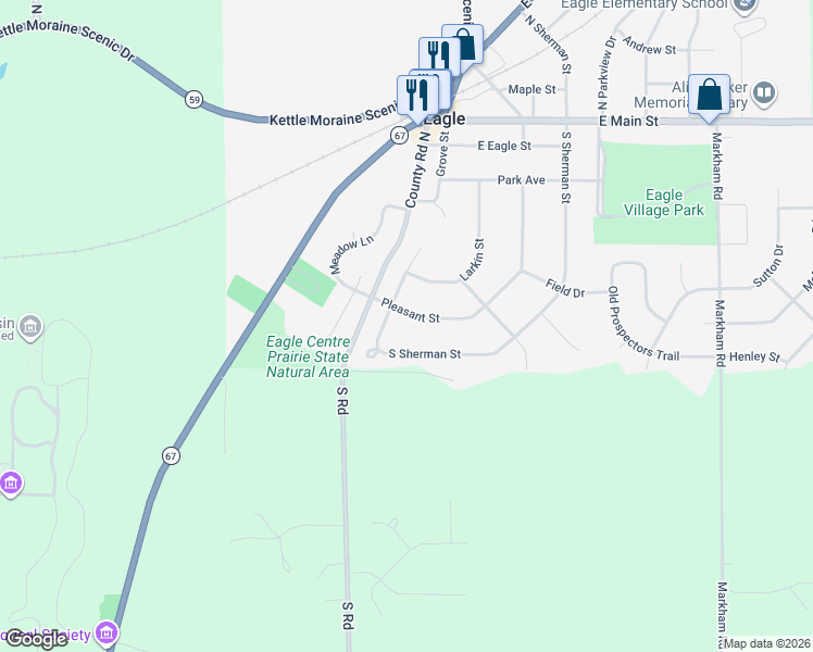 map of restaurants, bars, coffee shops, grocery stores, and more near 416 Pleasant Street in Eagle