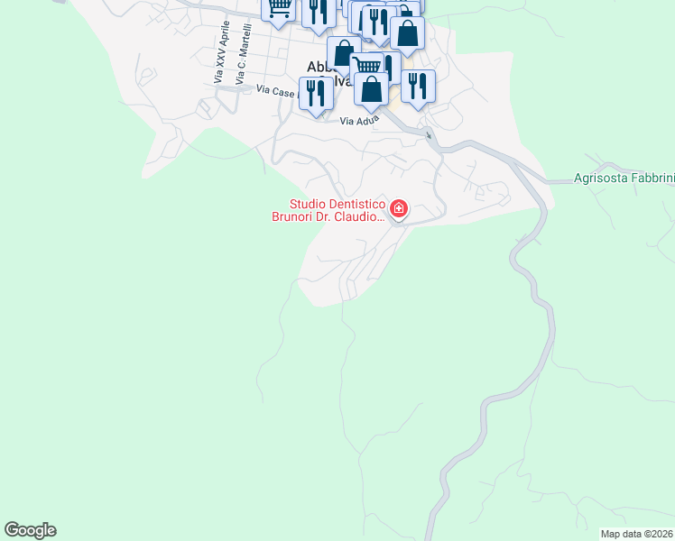 map of restaurants, bars, coffee shops, grocery stores, and more near 15 Via San Andrea in Abbadia San Salvatore