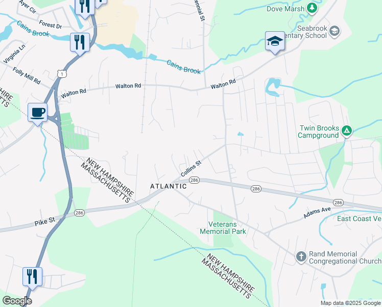 map of restaurants, bars, coffee shops, grocery stores, and more near 9 Bergeron Way in Seabrook