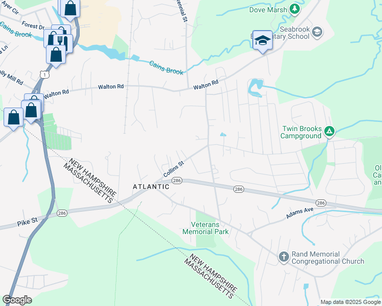 map of restaurants, bars, coffee shops, grocery stores, and more near 3 Bergeron Way in Seabrook