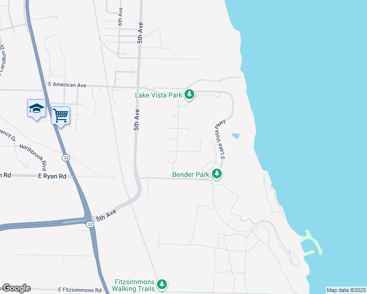 map of restaurants, bars, coffee shops, grocery stores, and more near 4240 East Ryan Road in Oak Creek