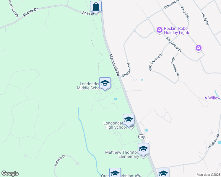 map of restaurants, bars, coffee shops, grocery stores, and more near 313 Mammoth Road in Londonderry