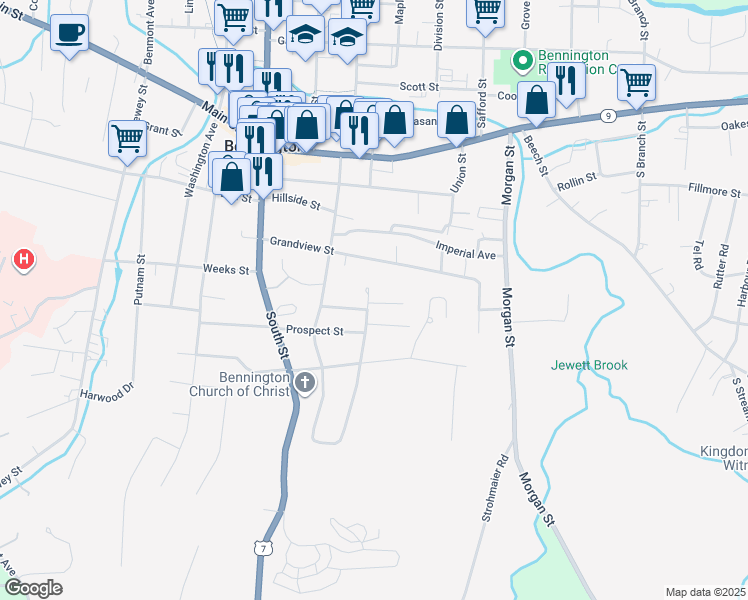 map of restaurants, bars, coffee shops, grocery stores, and more near 118 Cutler Street in Woodford