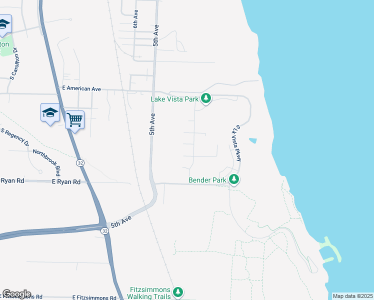 map of restaurants, bars, coffee shops, grocery stores, and more near 9300 5th Avenue in Oak Creek