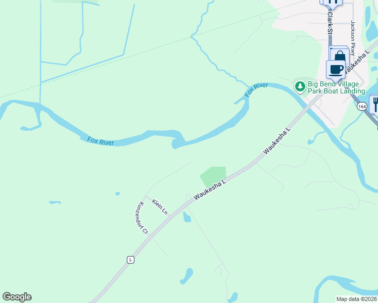 map of restaurants, bars, coffee shops, grocery stores, and more near S94W23620 Kunzendorf Court in Big Bend