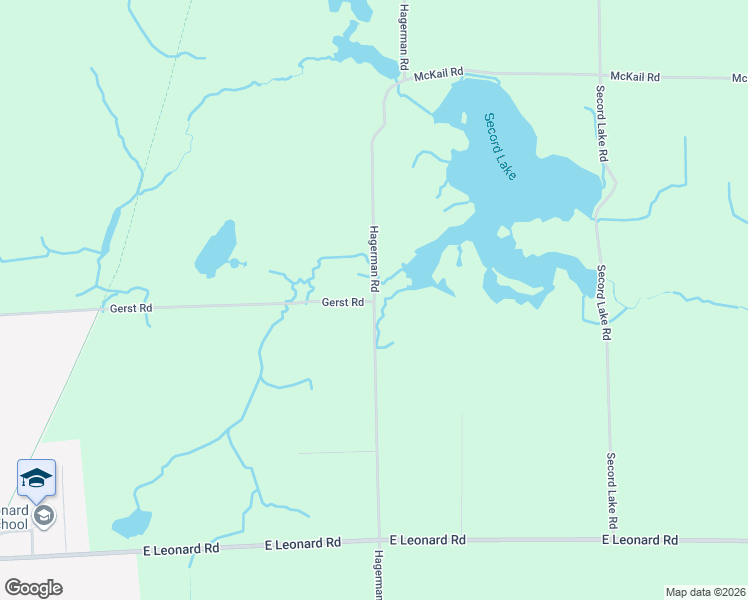 map of restaurants, bars, coffee shops, grocery stores, and more near 5000 Hagerman Road in Leonard