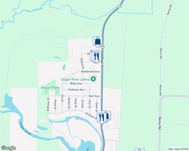 map of restaurants, bars, coffee shops, grocery stores, and more near 50 Heritage Lane in Belleville