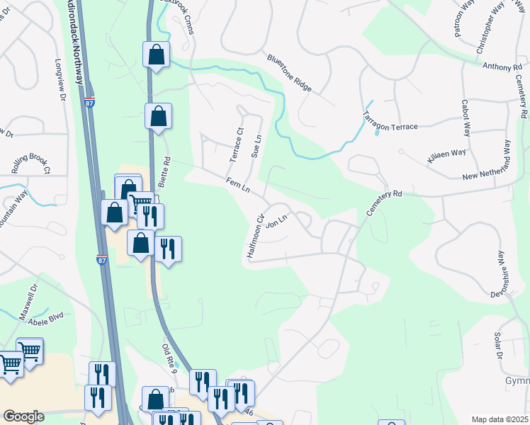 map of restaurants, bars, coffee shops, grocery stores, and more near 287-297 Jon Lane in Saratoga