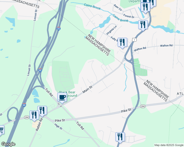 map of restaurants, bars, coffee shops, grocery stores, and more near 9 Daniel Court in Salisbury