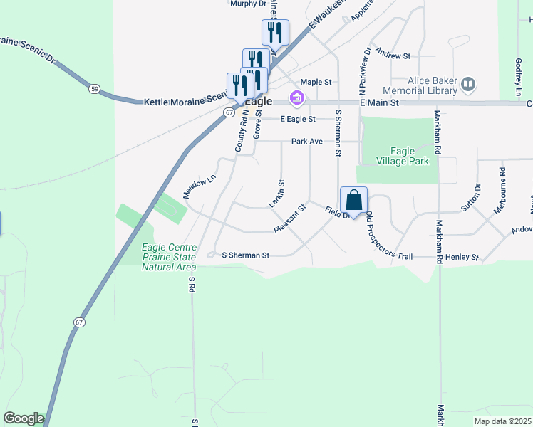 map of restaurants, bars, coffee shops, grocery stores, and more near 403 Larkin Street in Eagle