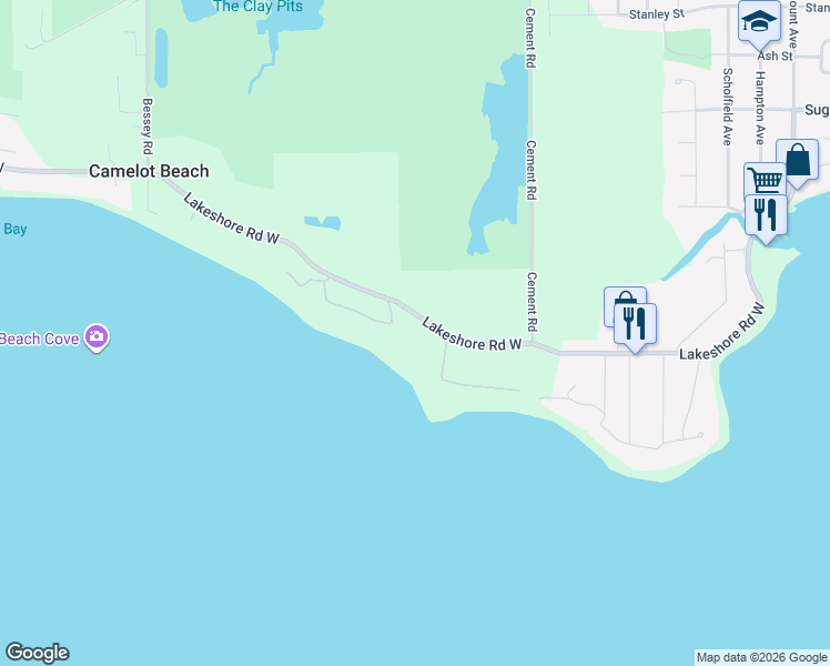 map of restaurants, bars, coffee shops, grocery stores, and more near 10187 Lakeshore Road West in Regional Municipality of Niagara