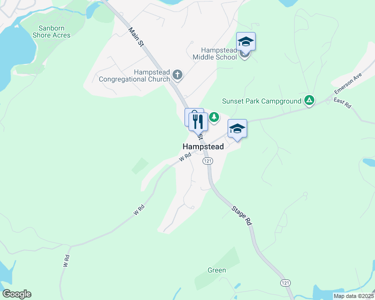 map of restaurants, bars, coffee shops, grocery stores, and more near 13 West Road in Hampstead