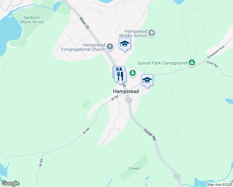 map of restaurants, bars, coffee shops, grocery stores, and more near 13 West Road in Hampstead