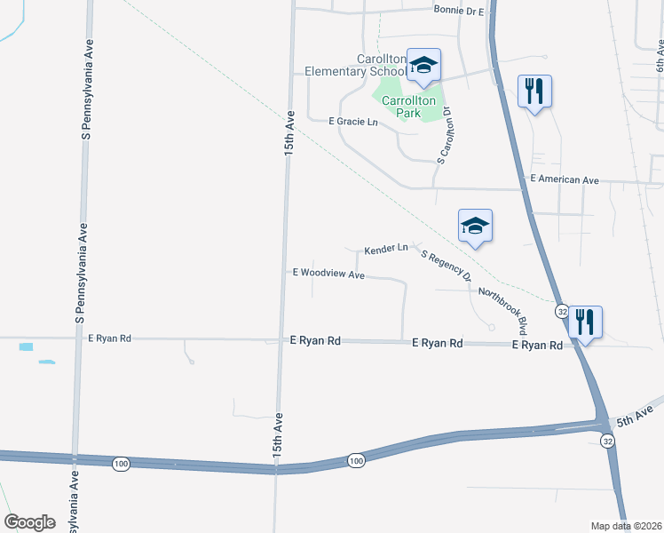map of restaurants, bars, coffee shops, grocery stores, and more near 3240 East Woodview Avenue in Oak Creek