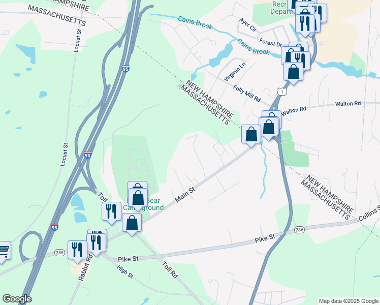 map of restaurants, bars, coffee shops, grocery stores, and more near 9 Daniel Court in Salisbury