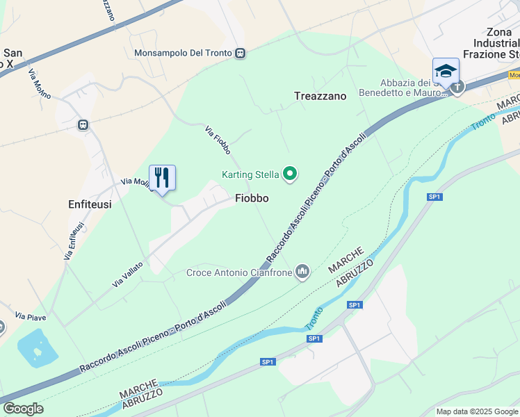 map of restaurants, bars, coffee shops, grocery stores, and more near 44 Via Fiobbo in Fiobbo