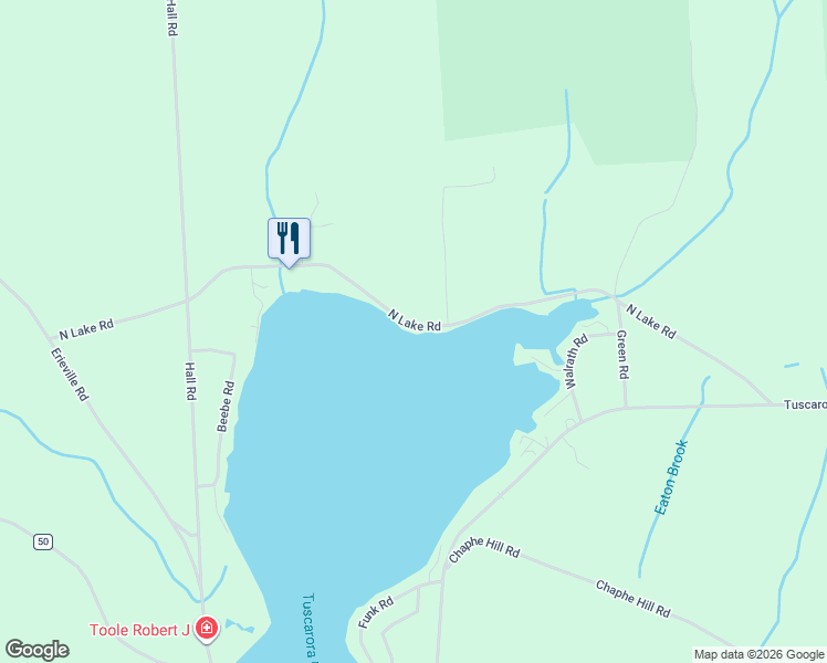 map of restaurants, bars, coffee shops, grocery stores, and more near 3650 North Lake Road in Erieville