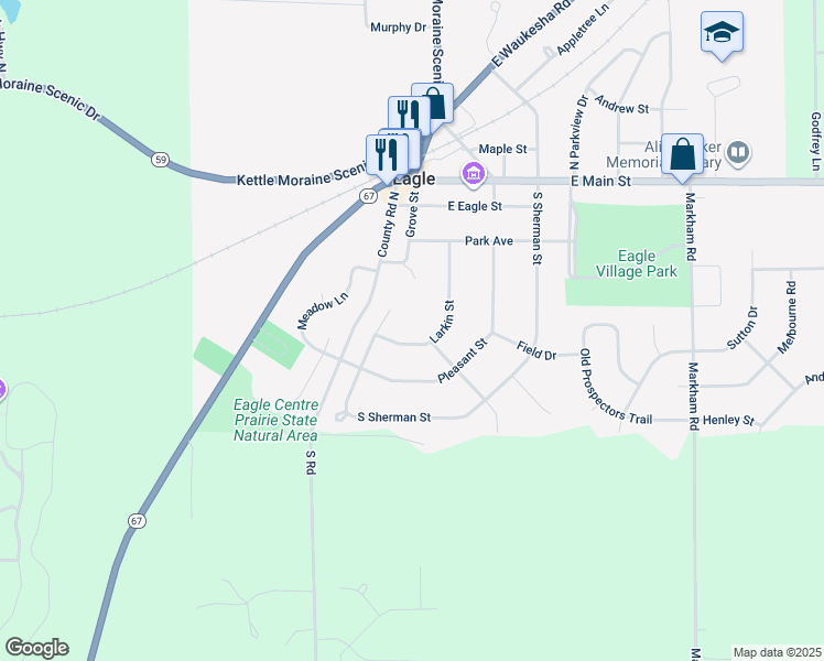 map of restaurants, bars, coffee shops, grocery stores, and more near 403 Larkin St in Eagle