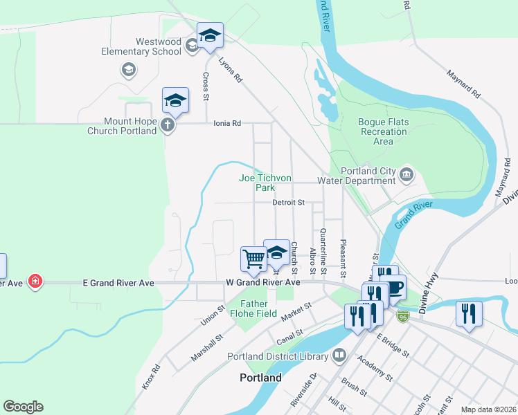 map of restaurants, bars, coffee shops, grocery stores, and more near 275 Grape Street in Portland