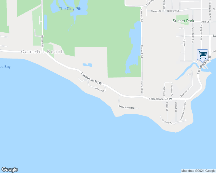 map of restaurants, bars, coffee shops, grocery stores, and more near 10322 Lakeshore Road West in Port Colborne