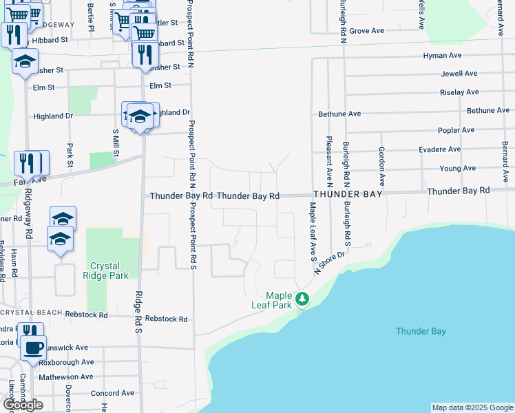 map of restaurants, bars, coffee shops, grocery stores, and more near 64 Sunrise Court in Fort Erie