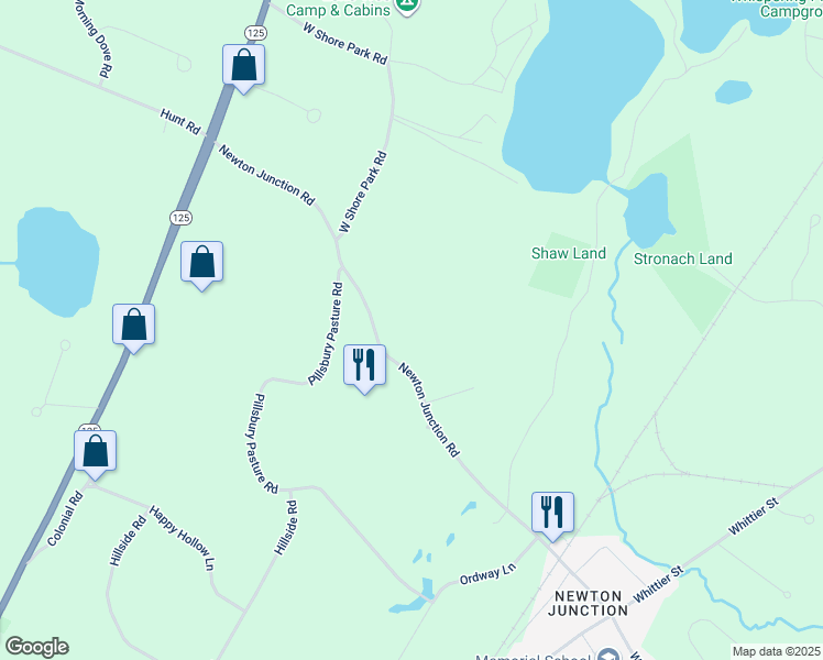 map of restaurants, bars, coffee shops, grocery stores, and more near 32 Newton Junction Road in Kingston