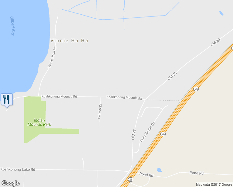 map of restaurants, bars, coffee shops, grocery stores, and more near W7336 Koshkonong Mounds Road in Fort Atkinson