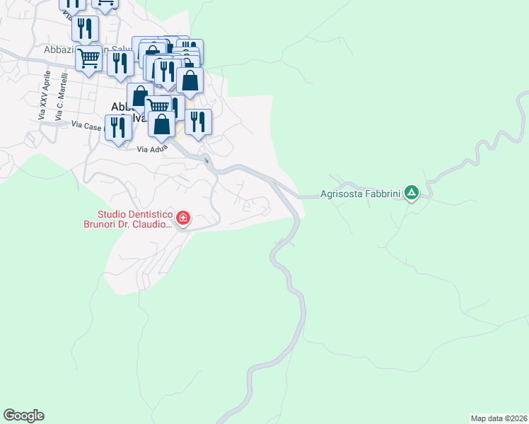 map of restaurants, bars, coffee shops, grocery stores, and more near 2 Via della Rupe in Abbadia San Salvatore