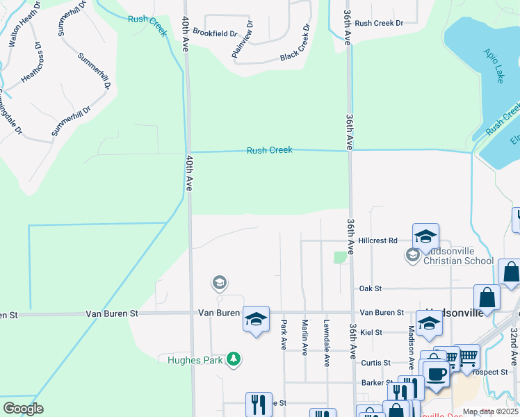 map of restaurants, bars, coffee shops, grocery stores, and more near in Hudsonville