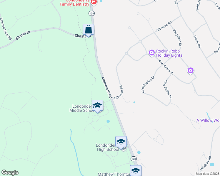map of restaurants, bars, coffee shops, grocery stores, and more near 314 Mammoth Road in Londonderry