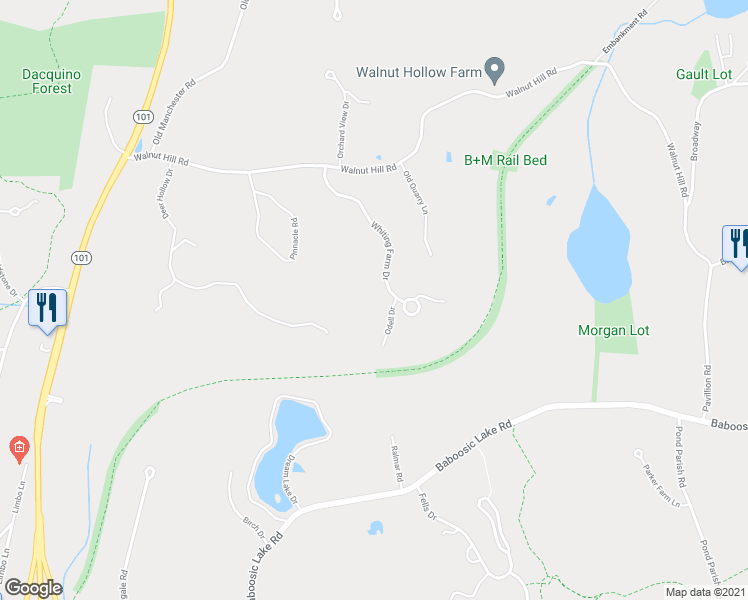 map of restaurants, bars, coffee shops, grocery stores, and more near 13 Whiting Farm Drive in Amherst