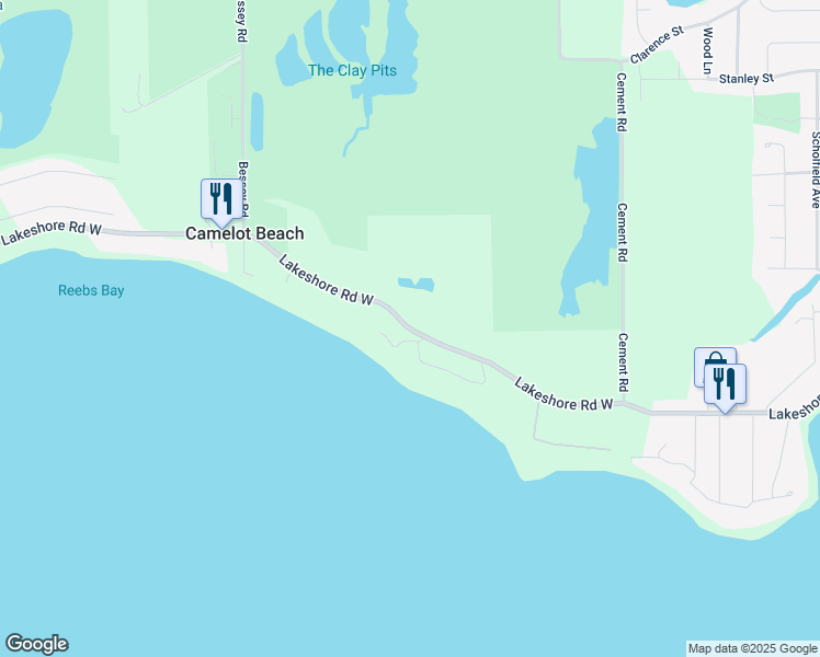 map of restaurants, bars, coffee shops, grocery stores, and more near 10285 Lakeshore Road West in Port Colborne