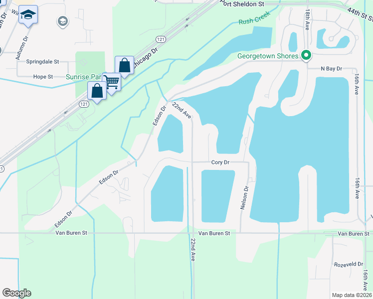 map of restaurants, bars, coffee shops, grocery stores, and more near 5887 22nd Avenue in Hudsonville