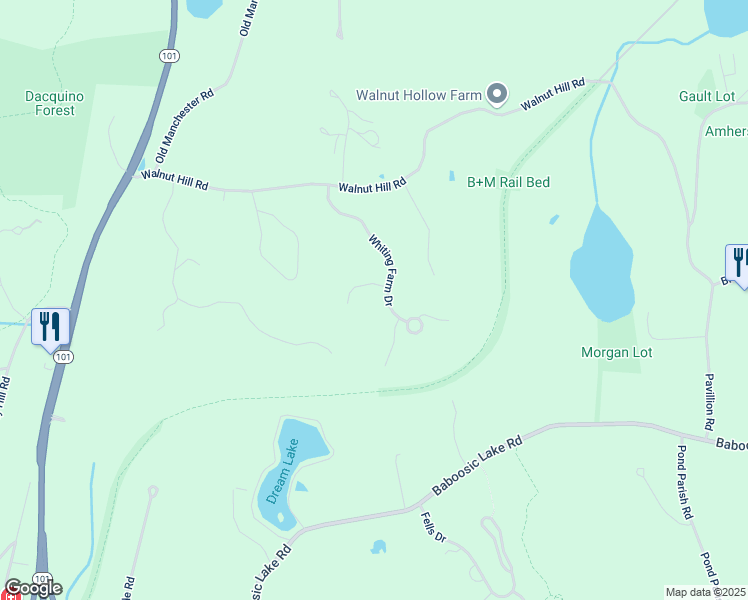 map of restaurants, bars, coffee shops, grocery stores, and more near 13 Whiting Farm Drive in Amherst