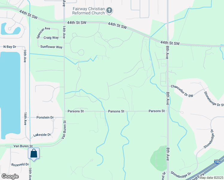 map of restaurants, bars, coffee shops, grocery stores, and more near 1037 Parsons Street in Grandville
