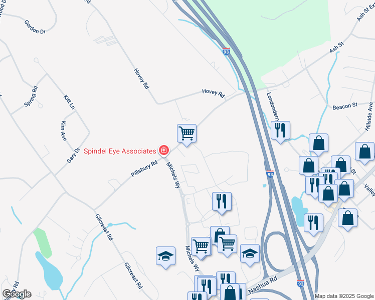 map of restaurants, bars, coffee shops, grocery stores, and more near 15 Pillsbury Road in Londonderry