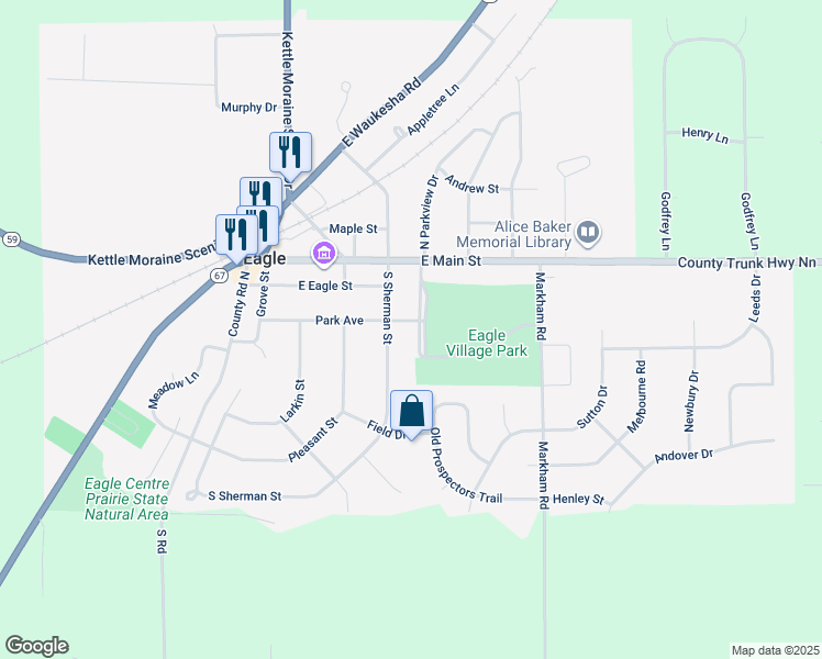map of restaurants, bars, coffee shops, grocery stores, and more near 305 South Parkview Drive in Eagle