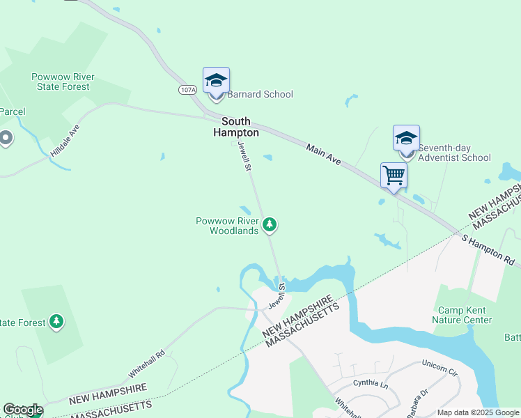 map of restaurants, bars, coffee shops, grocery stores, and more near Jewell Street in South Hampton