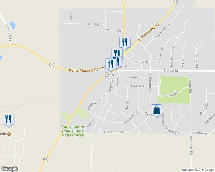 map of restaurants, bars, coffee shops, grocery stores, and more near 301 South Road in Eagle