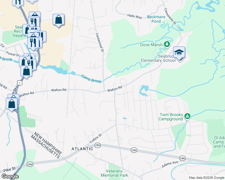 map of restaurants, bars, coffee shops, grocery stores, and more near 151 Walton Road in Seabrook