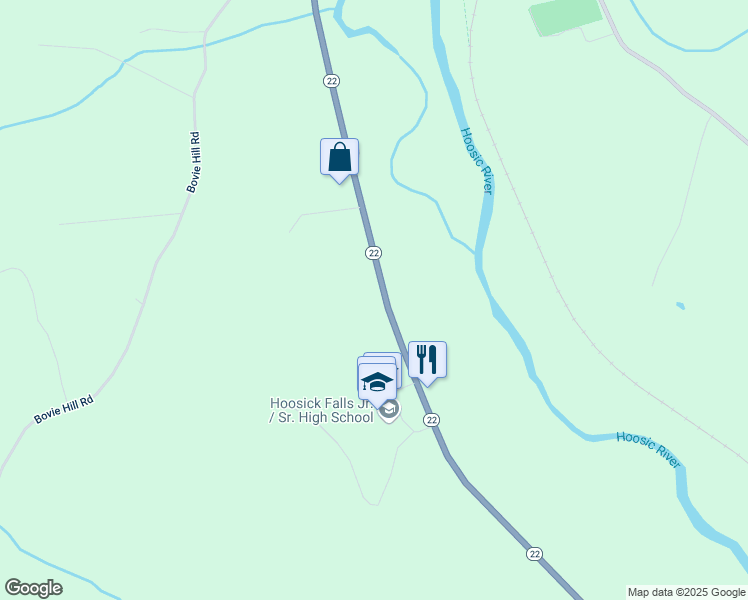 map of restaurants, bars, coffee shops, grocery stores, and more near 21241 New York 22 in Hoosick Falls