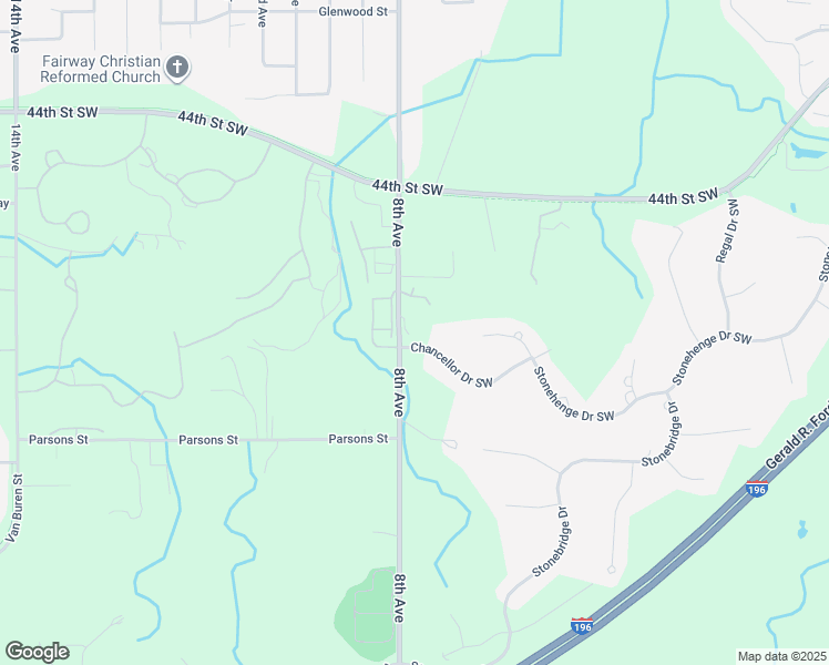 map of restaurants, bars, coffee shops, grocery stores, and more near 5954 8th Avenue in Grandville