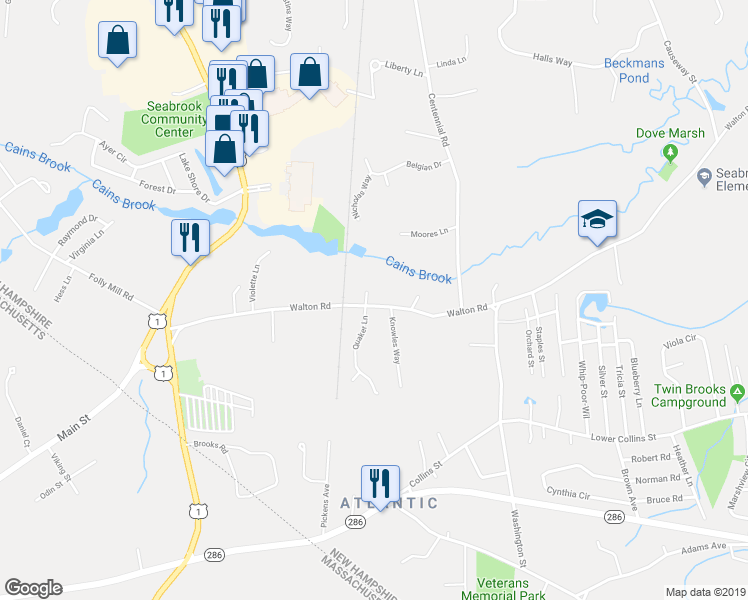 map of restaurants, bars, coffee shops, grocery stores, and more near 109 Walton Road in Seabrook