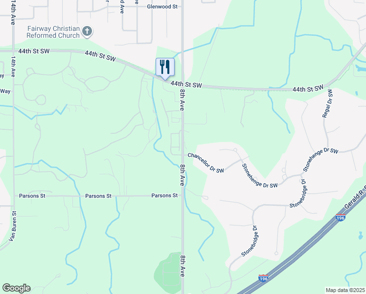 map of restaurants, bars, coffee shops, grocery stores, and more near 5954 8th Avenue in Grandville
