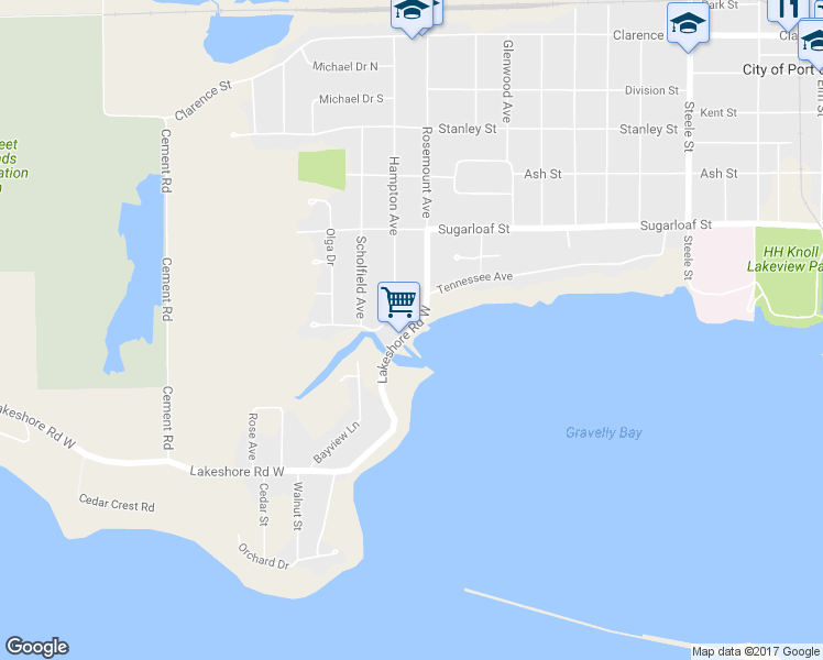 map of restaurants, bars, coffee shops, grocery stores, and more near 815 Lakeshore Rd W in Port Colborne