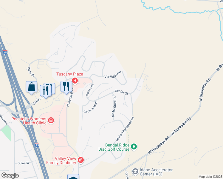 map of restaurants, bars, coffee shops, grocery stores, and more near 2797 Mount Borah Place in Pocatello