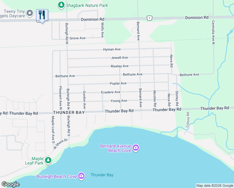 map of restaurants, bars, coffee shops, grocery stores, and more near 3163 Evadere Avenue in Fort Erie