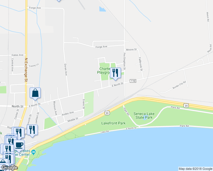 map of restaurants, bars, coffee shops, grocery stores, and more near 359 William Street in Geneva